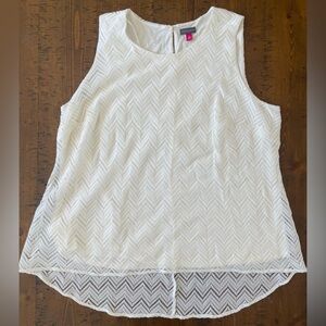 Vince Camuto White Textured Tank Top